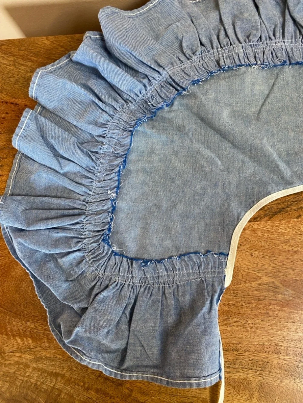 Vintage Inspired Novelty Chambray Denim 
Oversized Detachable Collar Ruffle - Picture 9 of 10